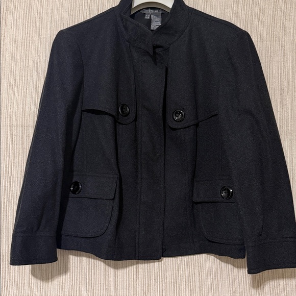 per se Gray wool cashmere blend cropped bomber jacket size 12 - Picture 8 of 10